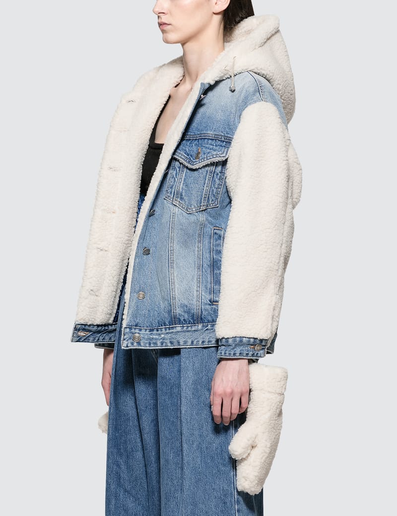 SJYP - Sherpa Hoodie Denim Jacket With 