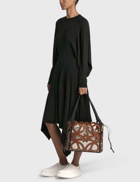 loewe long sleeve dress Loewe Ivory Long Sleeve Maxi Dress with Fine Polimer Fringe Appliqué S –  Sellier