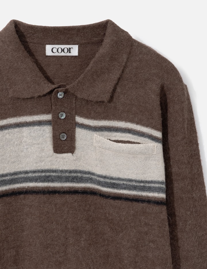 COOR Alpaca Blend Striped Polo Sweater