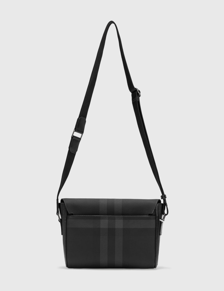 CHARCOAL CHECK AND LEATHER SMALL MESSENGER BAG Placeholder Image
