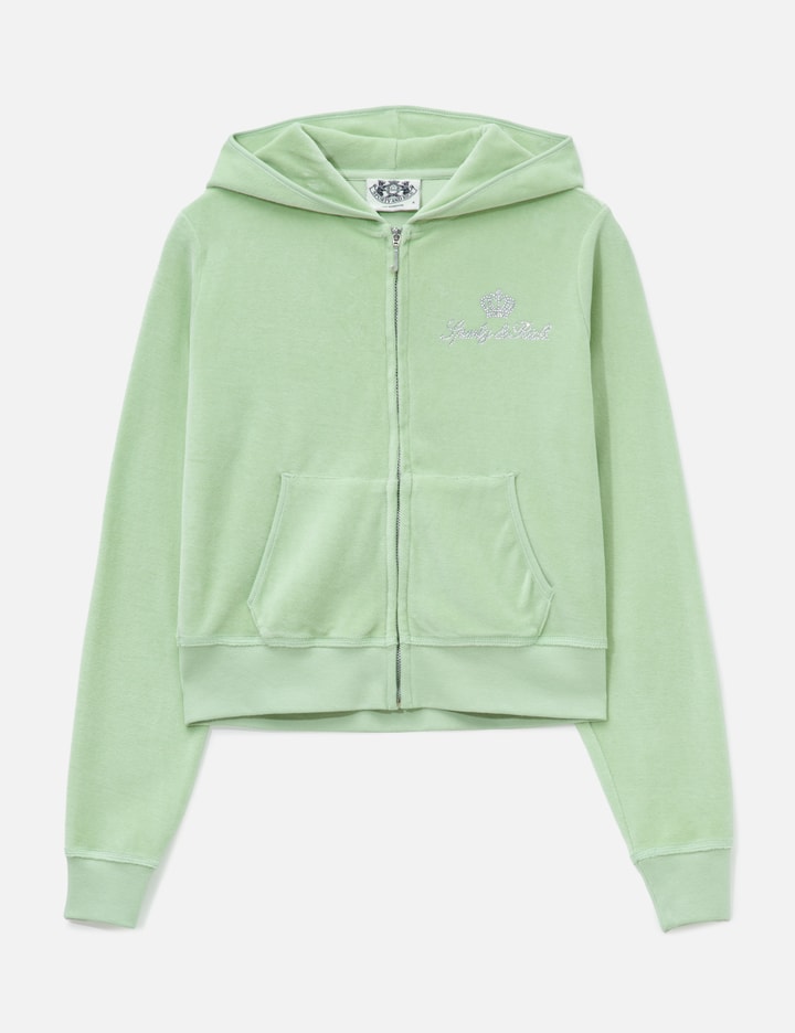 Sporty & Rich Sporty & Rich X Juicy Couture Script Velour Zip Hoodie