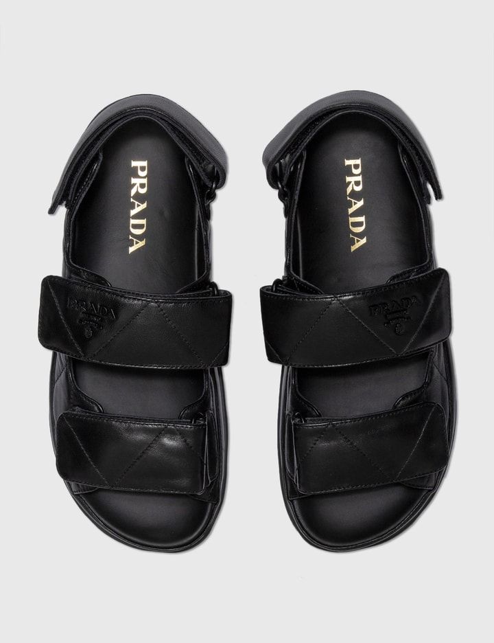 Shop Prada Padded Nappa Leather Sandals In Black
