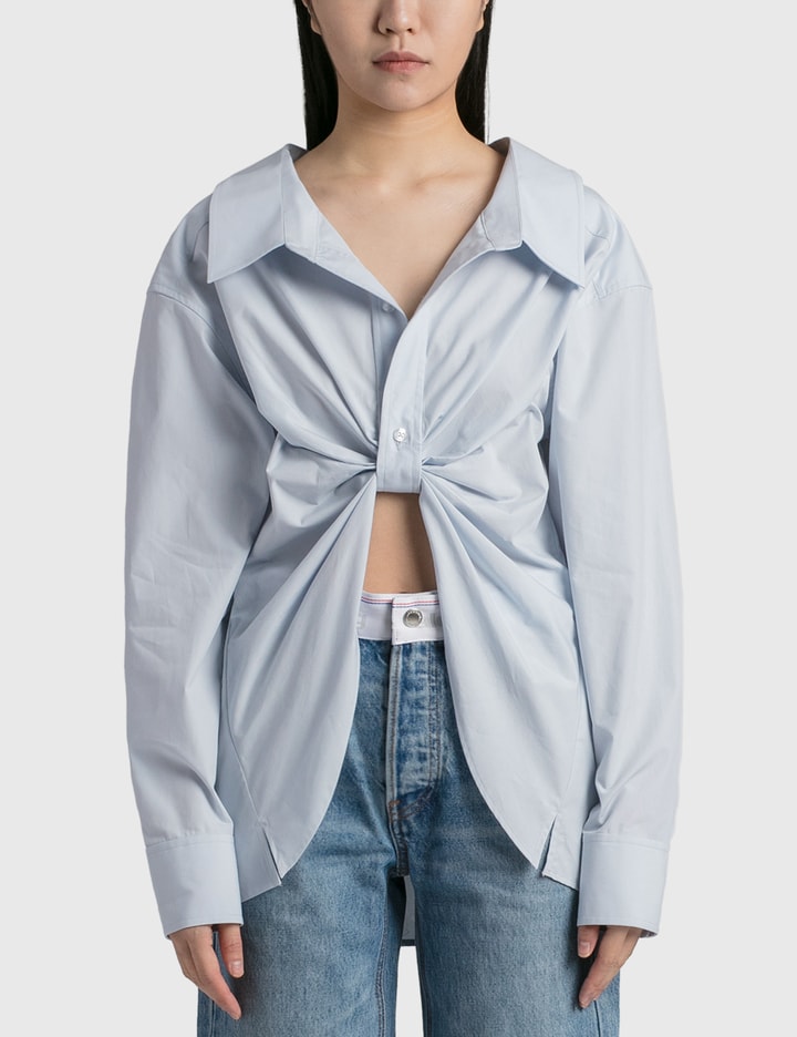 Alexander Wang T Butterfly Pull Up Button Down Shirt In 454 Xenon Blue
