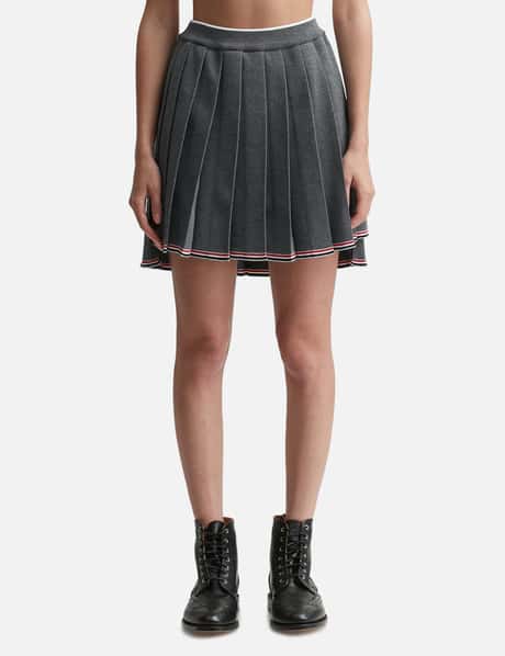 Thom Browne Merino Wool Tipping Pleated Mini Skirt