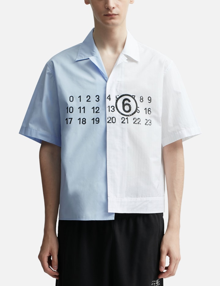 Shop Mm6 Maison Margiela Spliced Numbers Shirt In Blue