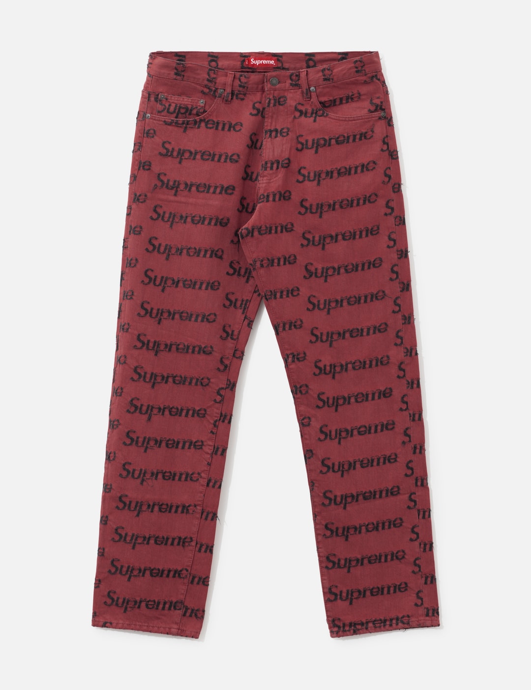 Frayed Logo Denim Jeans view 4