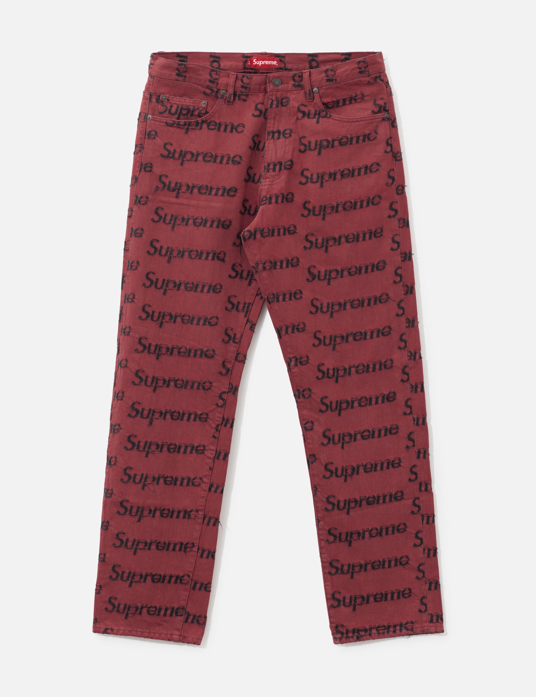 Frayed Logo Denim Jeans view 7