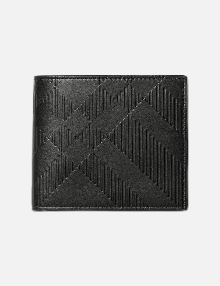 Burberry Embossed Check Bifold Wallet In Black