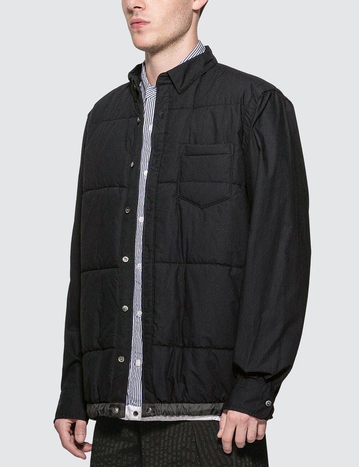 Sacai Bandana Print Quilted Cotton Shirt Jacket in Gray