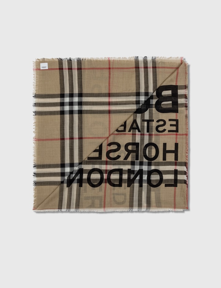 Horseferry Print Check Wool Silk Large Square Scarf Placeholder Image