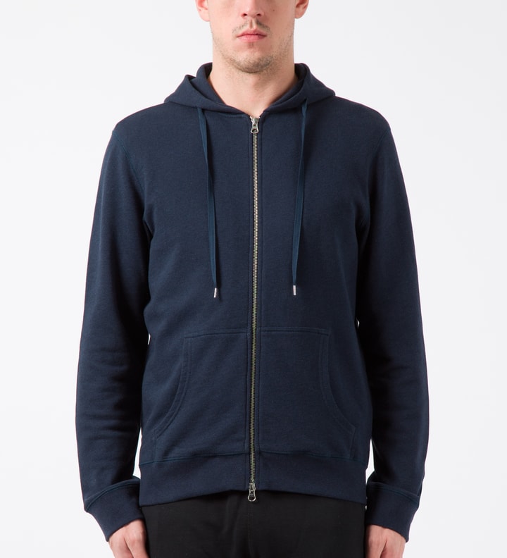 SUNSPEL Navy Melange Zip Front Hoodie