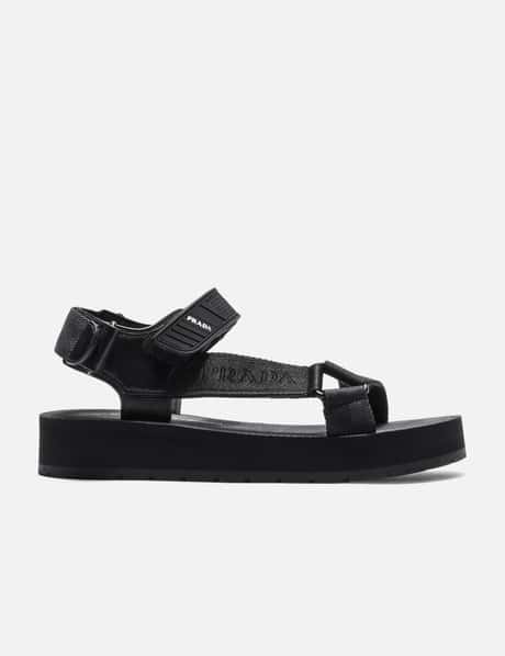 Prada Logo Strap Platform Sandals