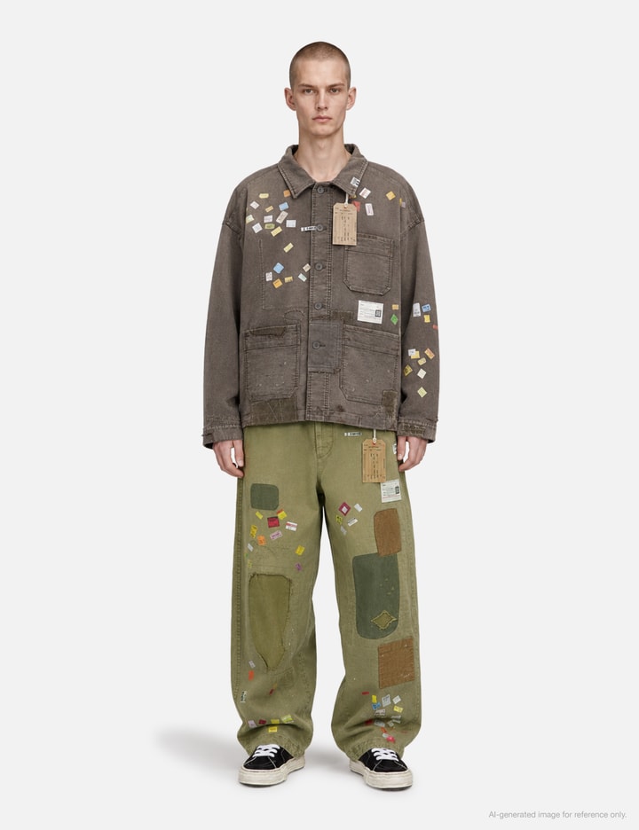 Maison Mihara Yasuhiro Price Tag Sticker Printed Repair Coverall Shirt