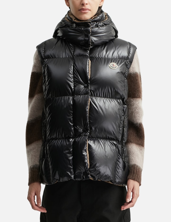 Moncler Luzule Hooded Down Gilet In Black