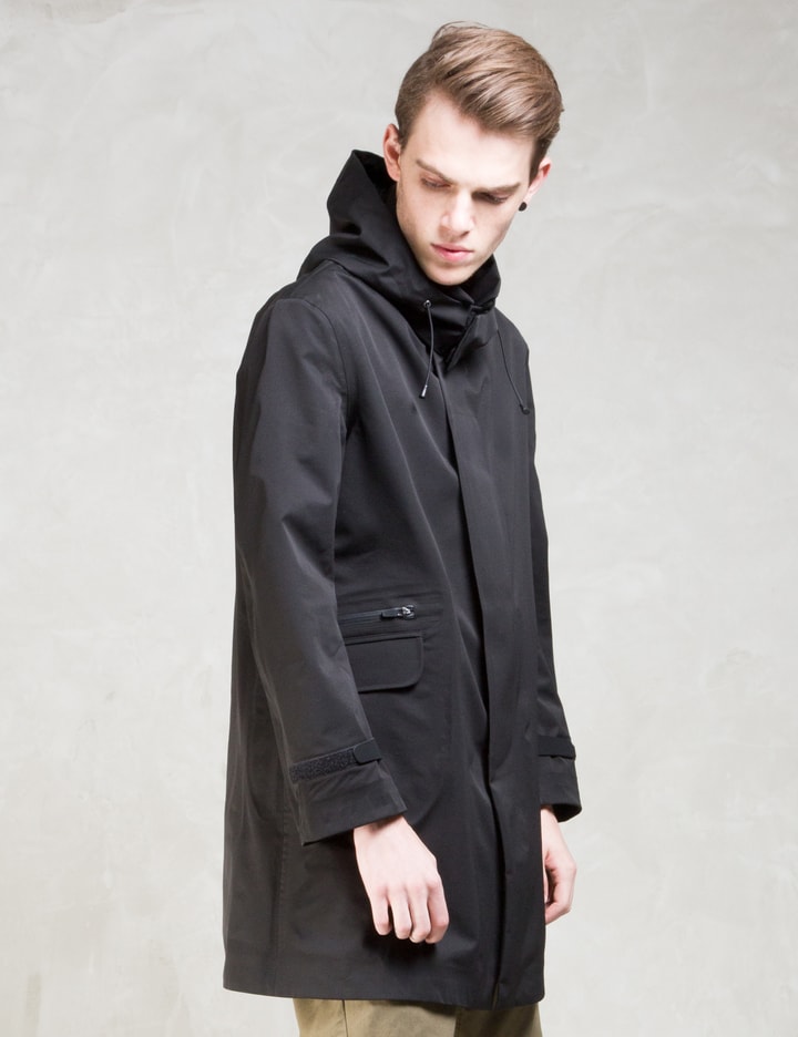 Black Waterproof Stretch 3layer Hooded Coat Placeholder Image