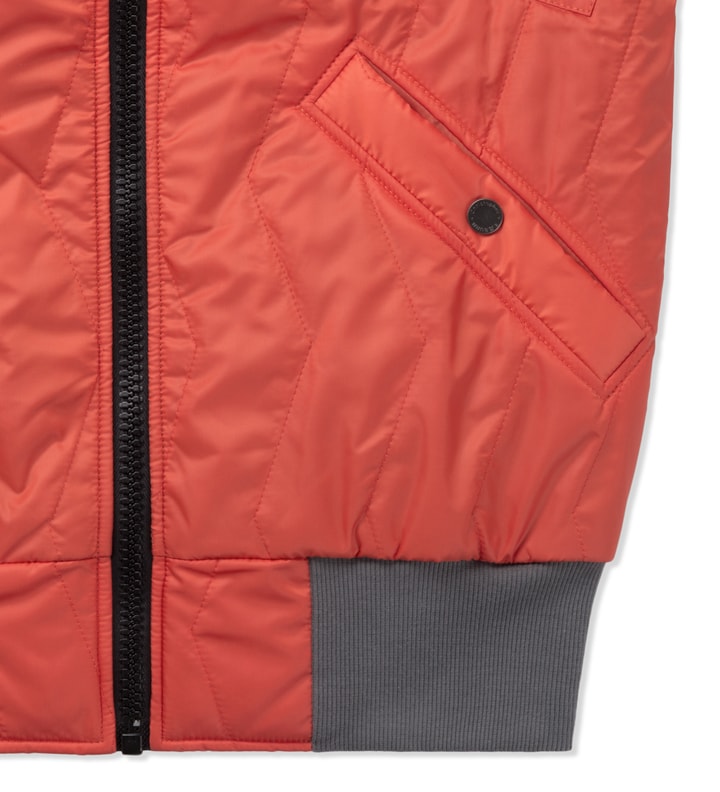 Orange Zip Front Quilted Bomber Jacket Placeholder Image