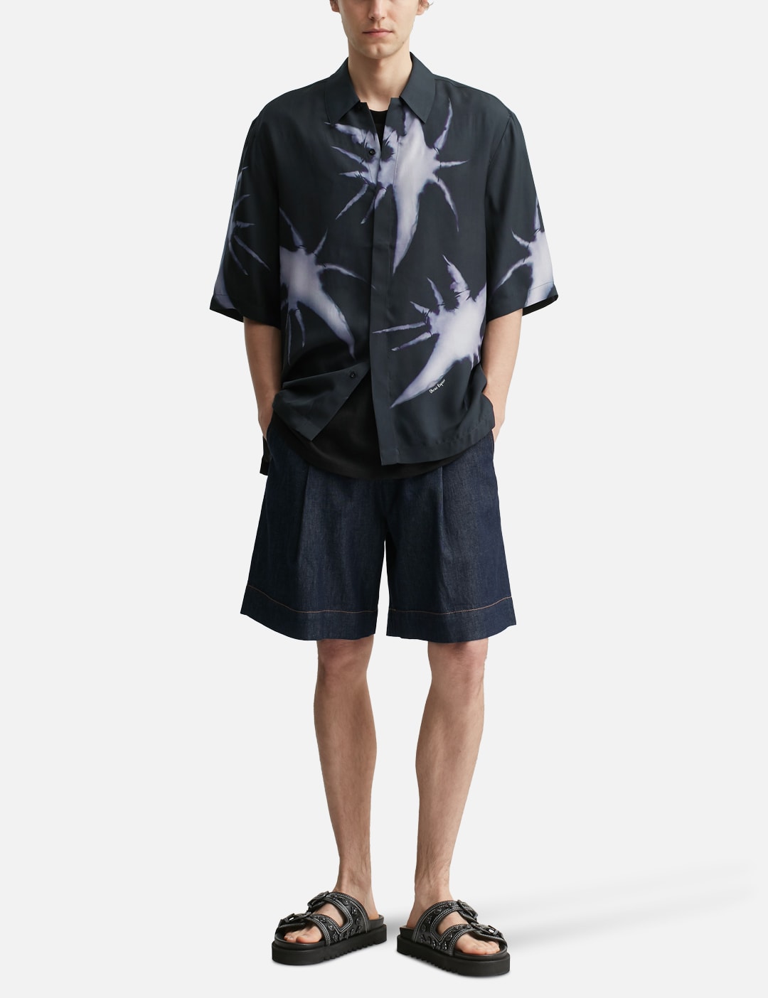 Light Denim Pleated Shorts view 20