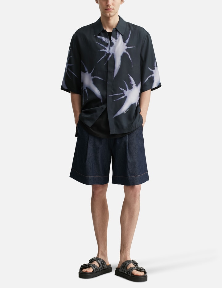 Light Denim Pleated Shorts view 5