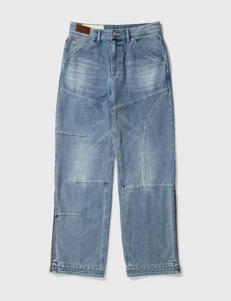 Andersson Bell Washed Blue Zipper Wide Leg Jeans