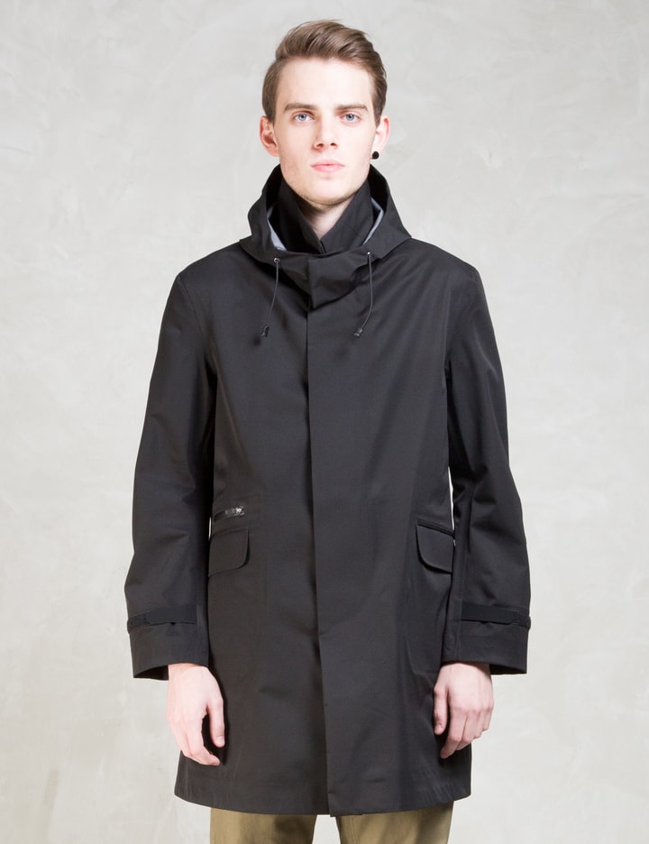 Black Waterproof Stretch 3layer Hooded Coat Placeholder Image