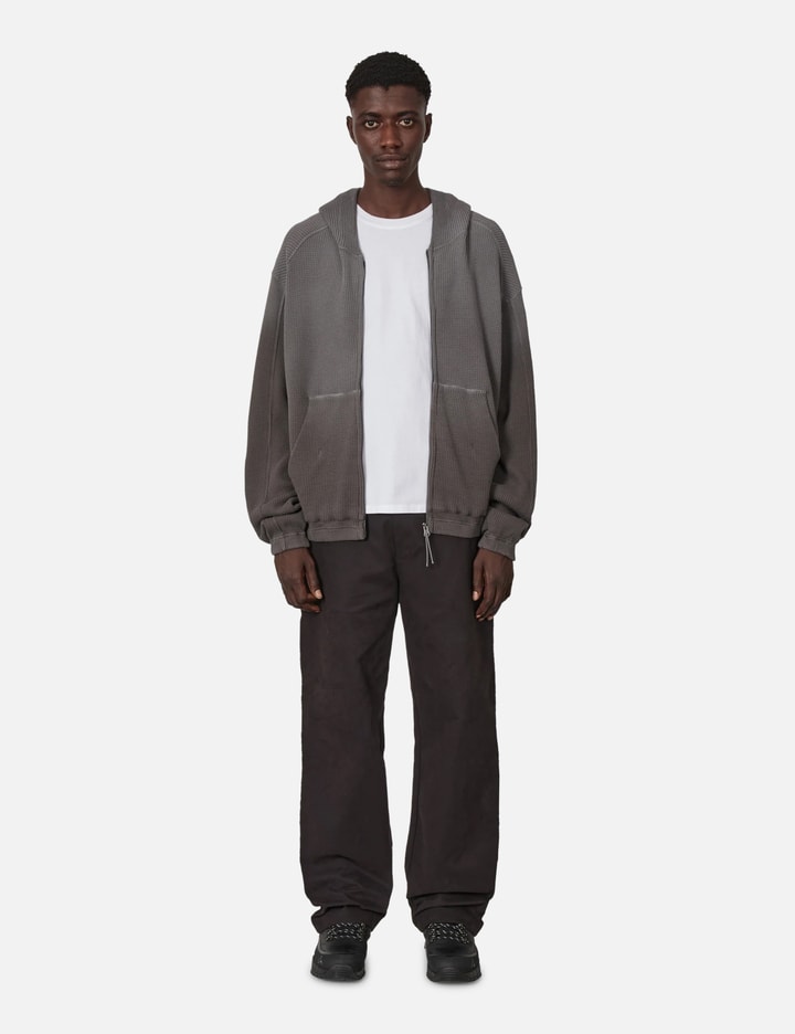 ROA Bee Sun Faded Organic Waffle Zip Up Hoodie
