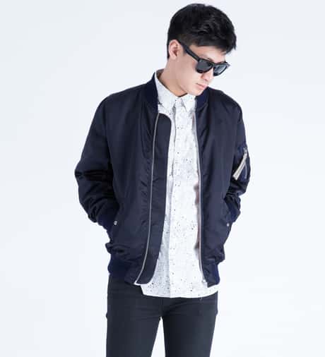 Satin Bomber Jacket - Black/dark blue - Men