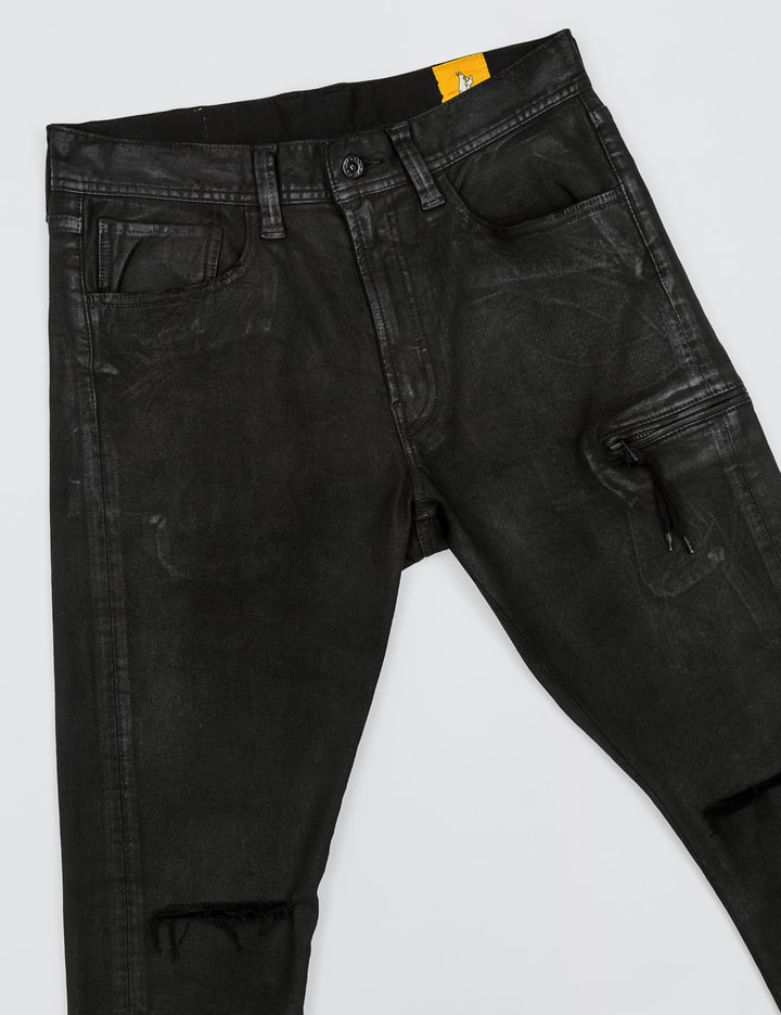 Ripped Black Coating Hype-Fit Denim Jeans Placeholder Image