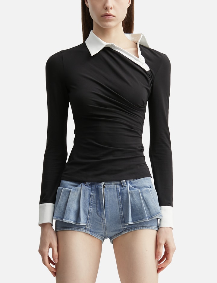 GRACE ELWOOD Twisted Collar Draped Jersey