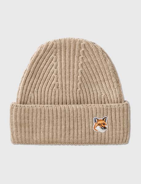 Maison Kitsune Fox Head Patch Ribbed Hat