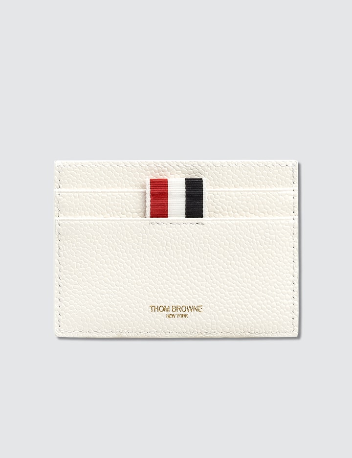 Pebble Grain and Calf Leather Single Card Holder with Tennis Racket Intarsia Placeholder Image