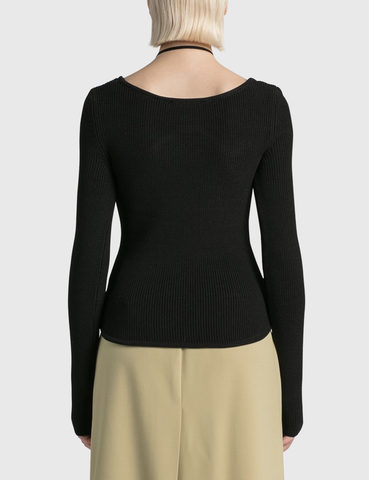 Asymmetric-neck Ribbed-knit Top Placeholder Image