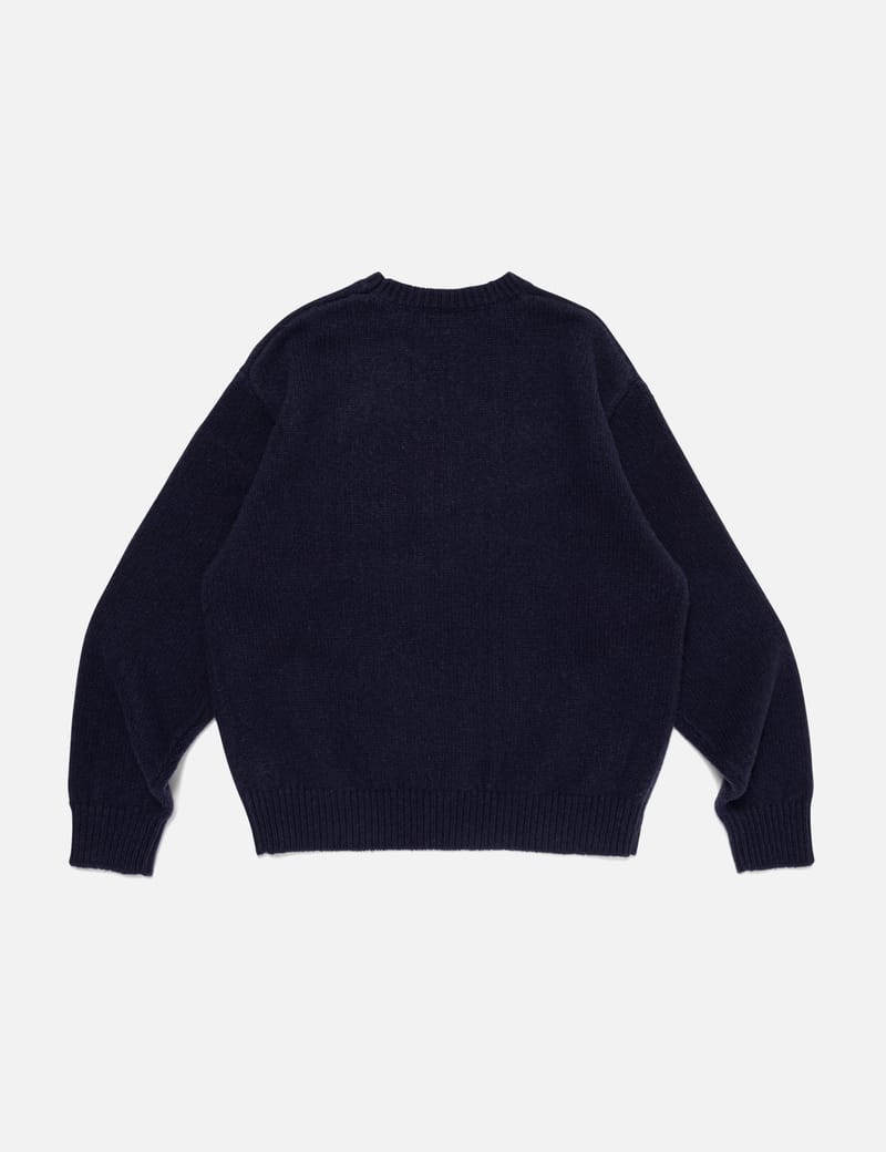 Human Made Heart Knit Sweater - Navy wool crewneck with heart