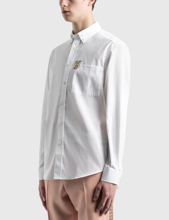 Monogram Motif Technical Cotton Shirt in White - Men