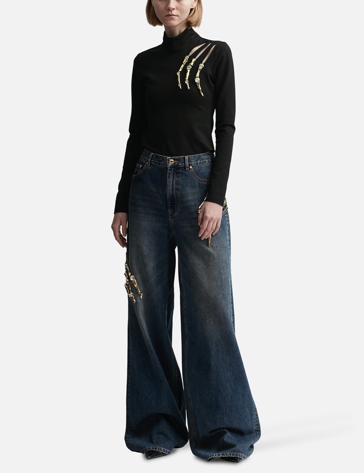 Shop Area Claw Cut-out Relaxed Jeans In Blue