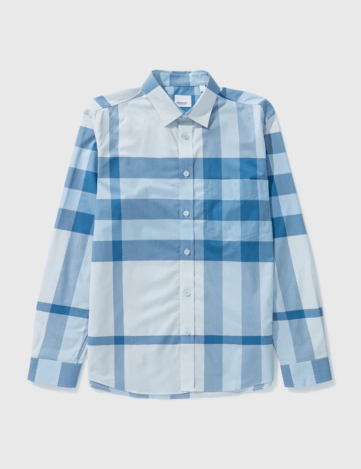 Men's Burberry Somerton Plaid Button-Up Shirt, Size Large - Blue 