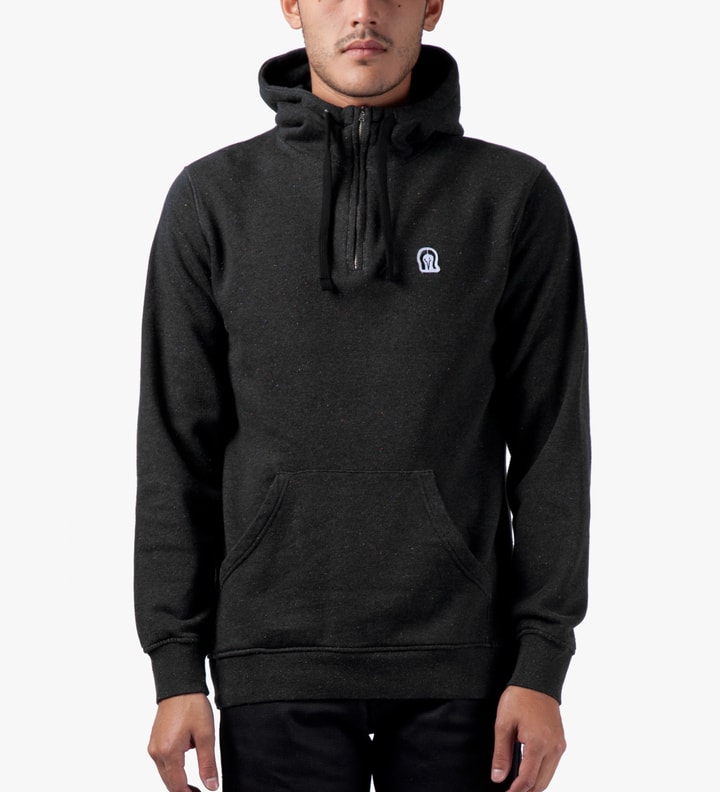 Black Horse Face Hooded 1/4 Zipper Sweater Placeholder Image