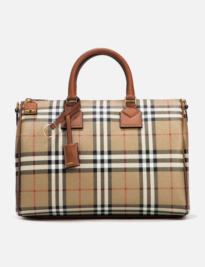Check and leather medium bowling bag Clearance