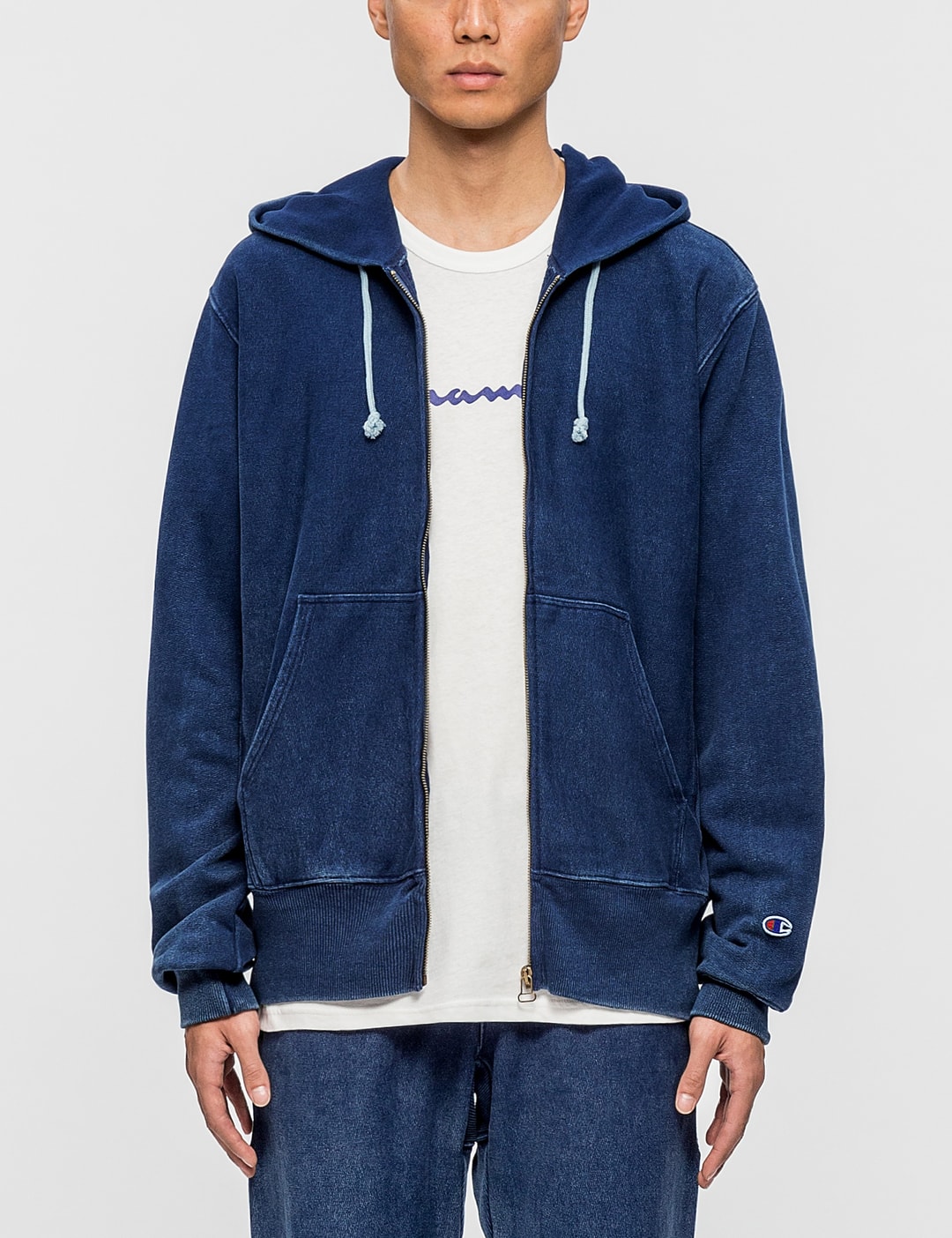 Champion Reverse Weave - Indigo Dye Zipup Hoodie | HBX