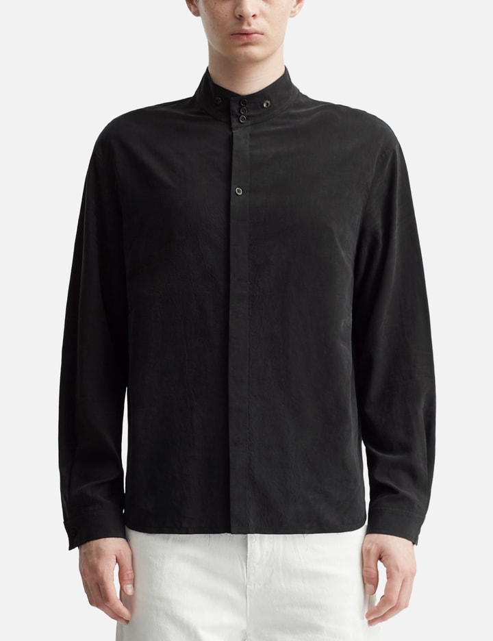Team Wang Design Acceptance Draped Stand-collar Shirt In Black