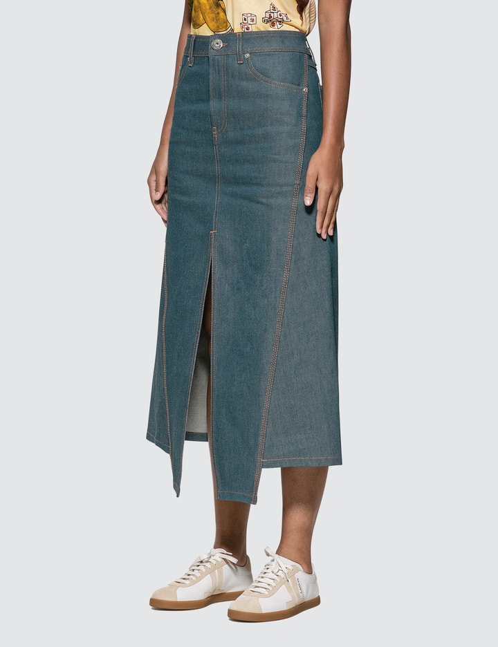 Slit Midi Denim Skirt Placeholder Image