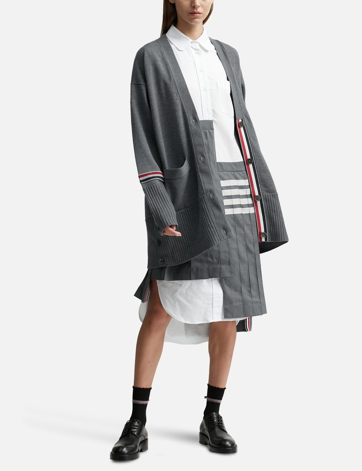 Merino Wool Stripe Exaggerated V-neck Cardigan Placeholder Image