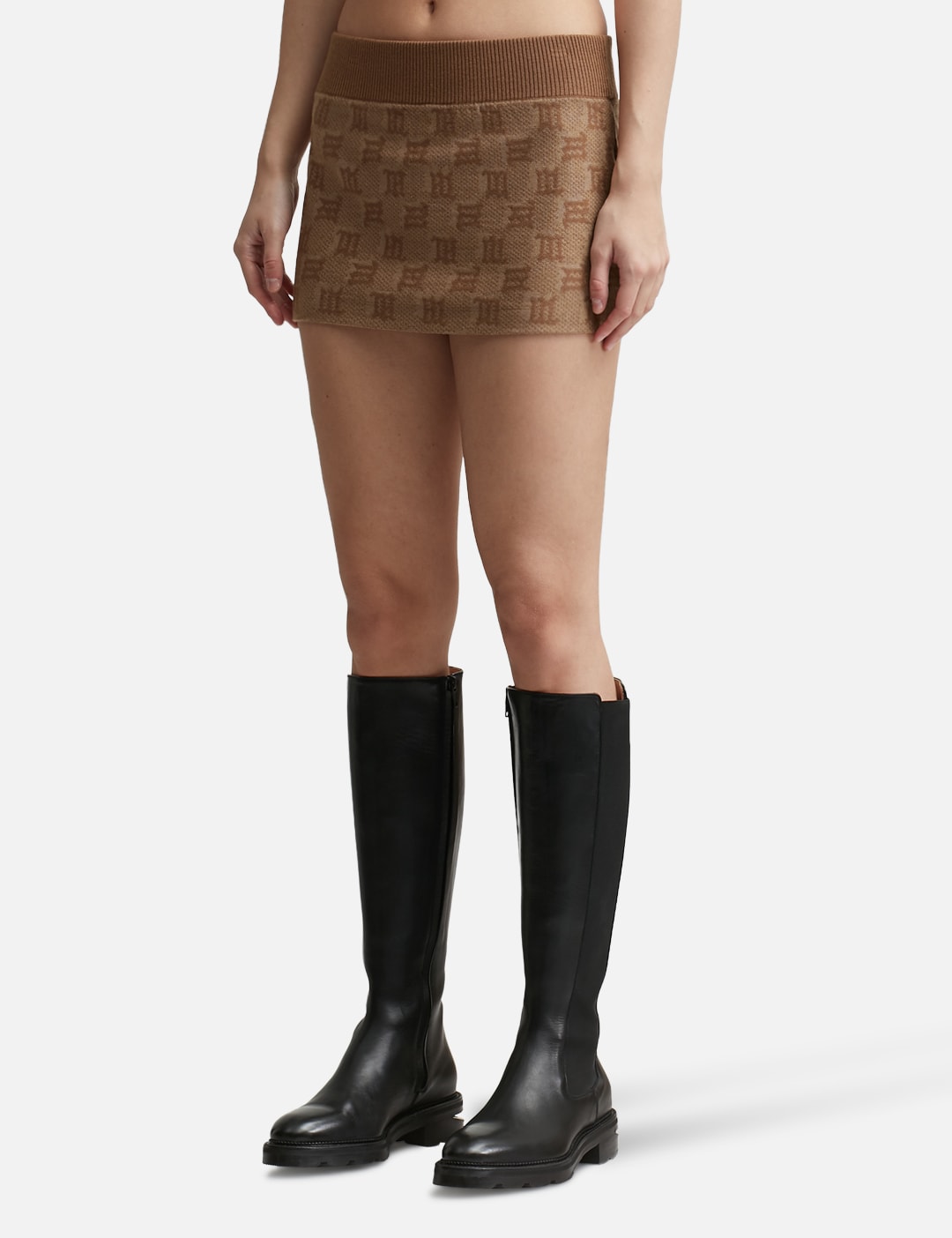 SILK WOOL KNITTED MONOGRAM MINI SKIRT view 14