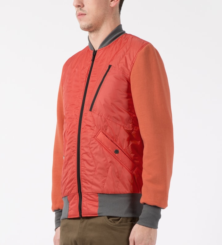 Orange Zip Front Quilted Bomber Jacket Placeholder Image