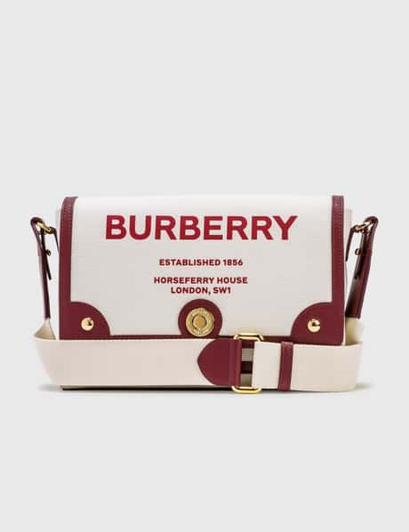 Burberry Beige/Garnet Canvas and Leather Horseferry Note Crossbody Bag