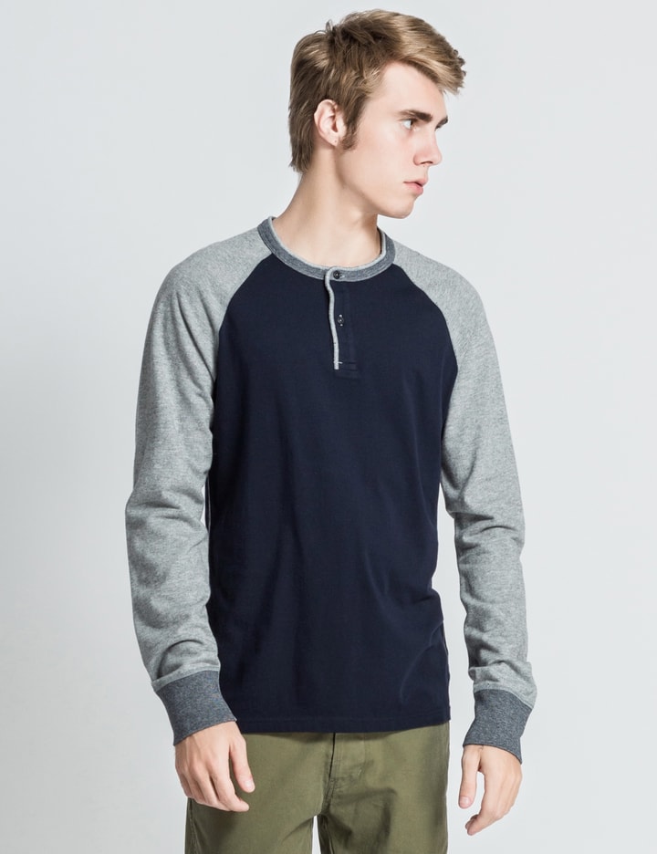 Navy/Heather Grey RC-2074 LS Henley Sweater Placeholder Image