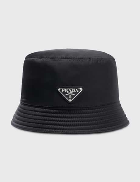 Prada Black Nylon Bucket Hat with Triangular Logo Plaque Prada triangle-logo Wool Bucket Hat | Black | FARFETCH main image 3