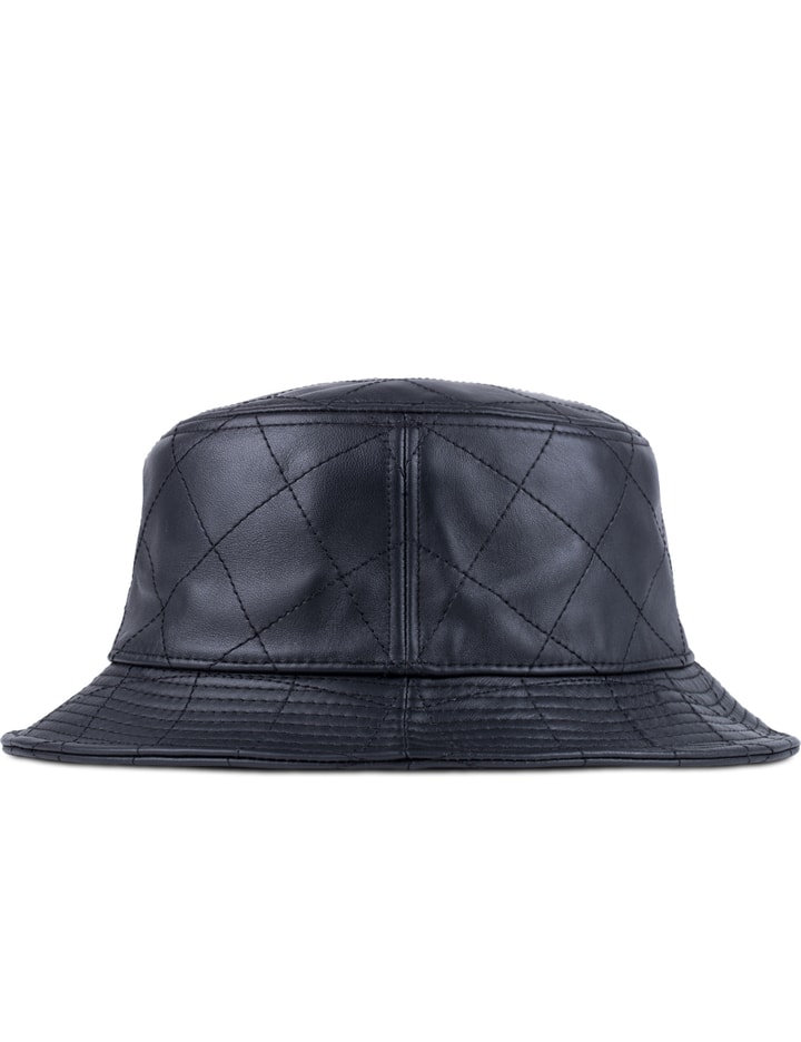 Black Leather Quilted Bucket Hat Placeholder Image