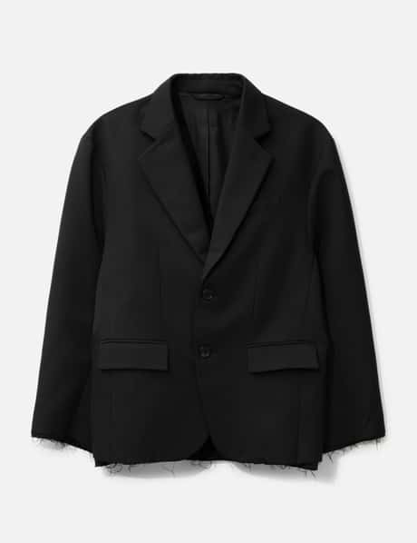 CODA Black Wool Gabardine Oversized Demolished Blazer