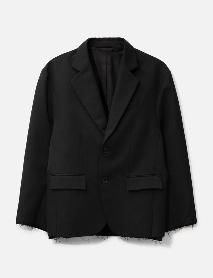 Black Wool Gabardine Oversized Demolished Blazer Placeholder Image