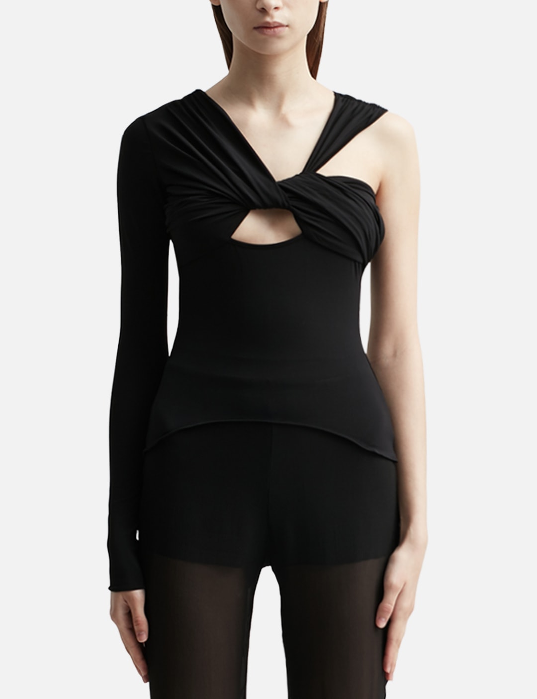 ONE SHOULDER ASYMMETRICAL DRAPED TOP view 13